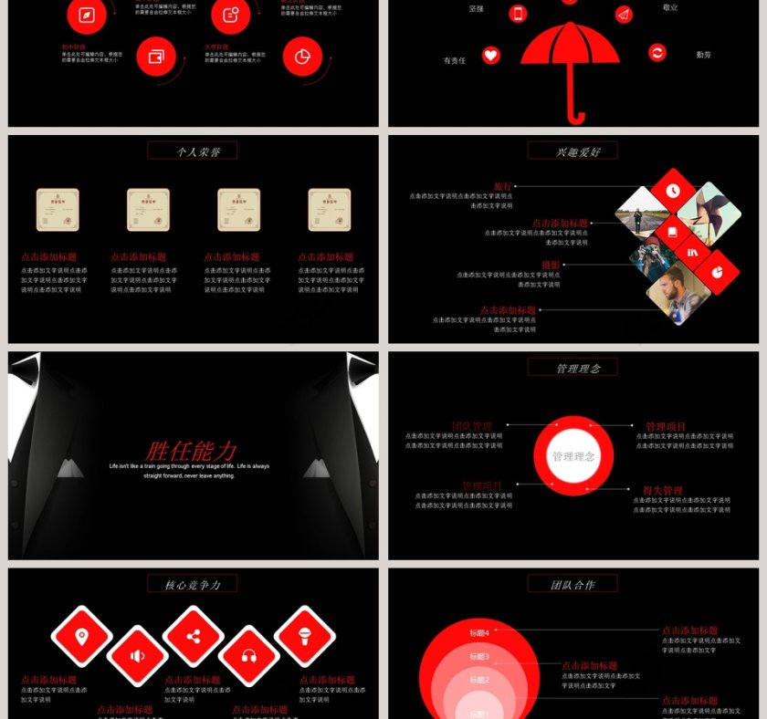 黑色岗位竞聘简历PPT模板第3张