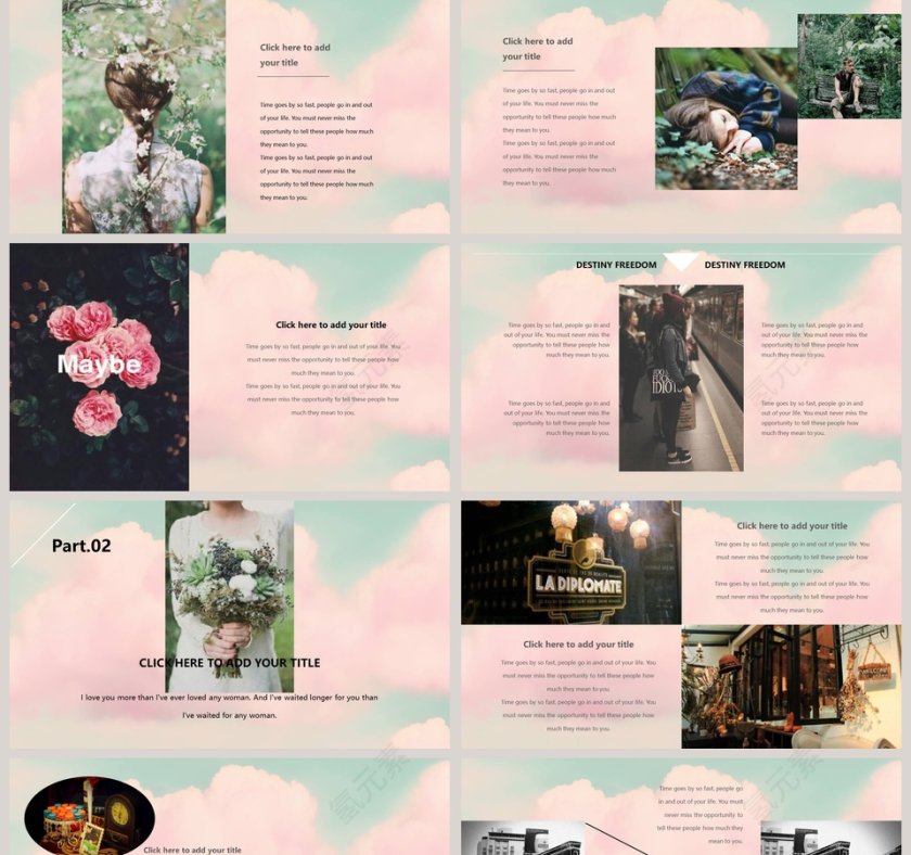 粉色系生活记录旅游美景PPT 第2张