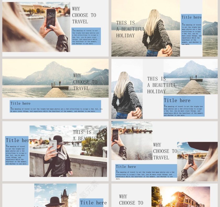 精致简约旅行相册日记PPT模板第2张