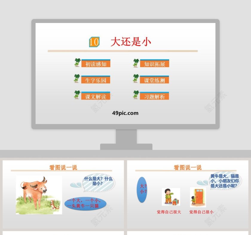 语文教学课件大还是小PPT模板第1张