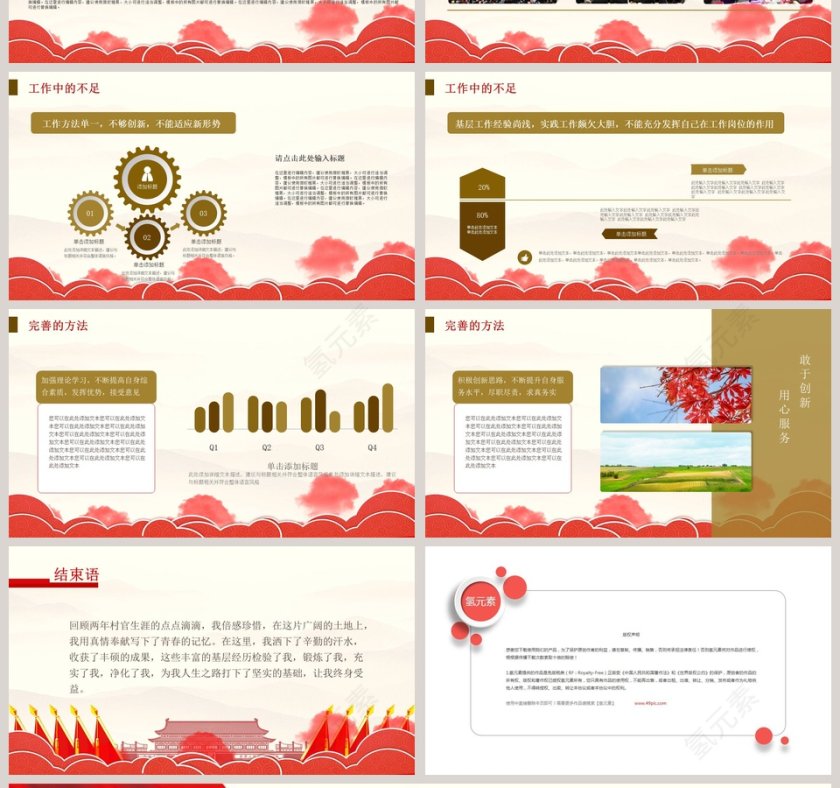 框架完整大学生村官转正述职申请PPT模板干部转正PPT第4张