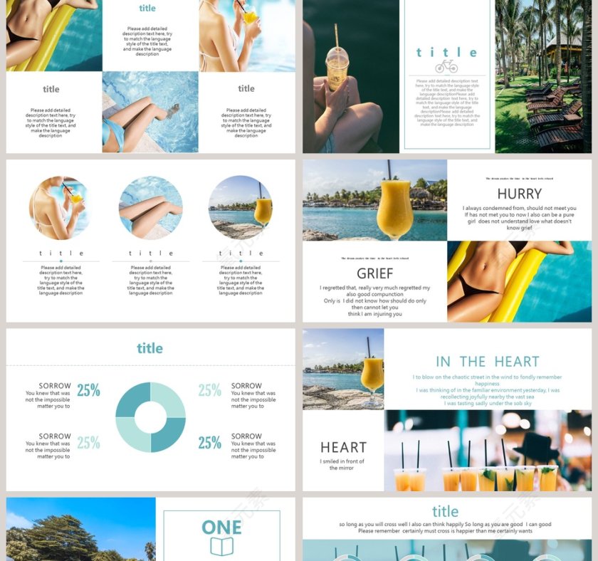 蓝色简洁夏日清新工作总结PPT第2张