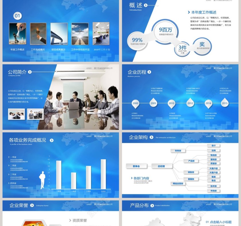 2019蓝色工作总结汇报新年计划第2张