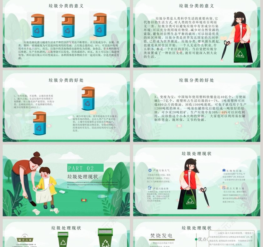 绿色清新垃圾分类PPT模板第2张
