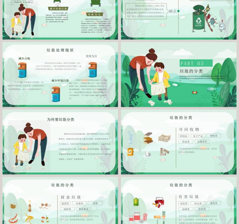 绿色清新垃圾分类PPT模板第3张