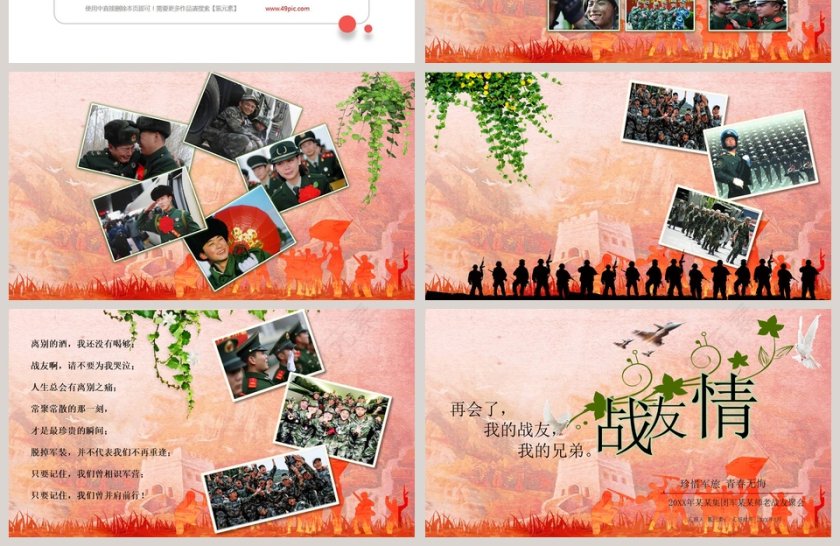 战友情党的战友退伍欢送会老战友聚会电子相册PPT模板第4张