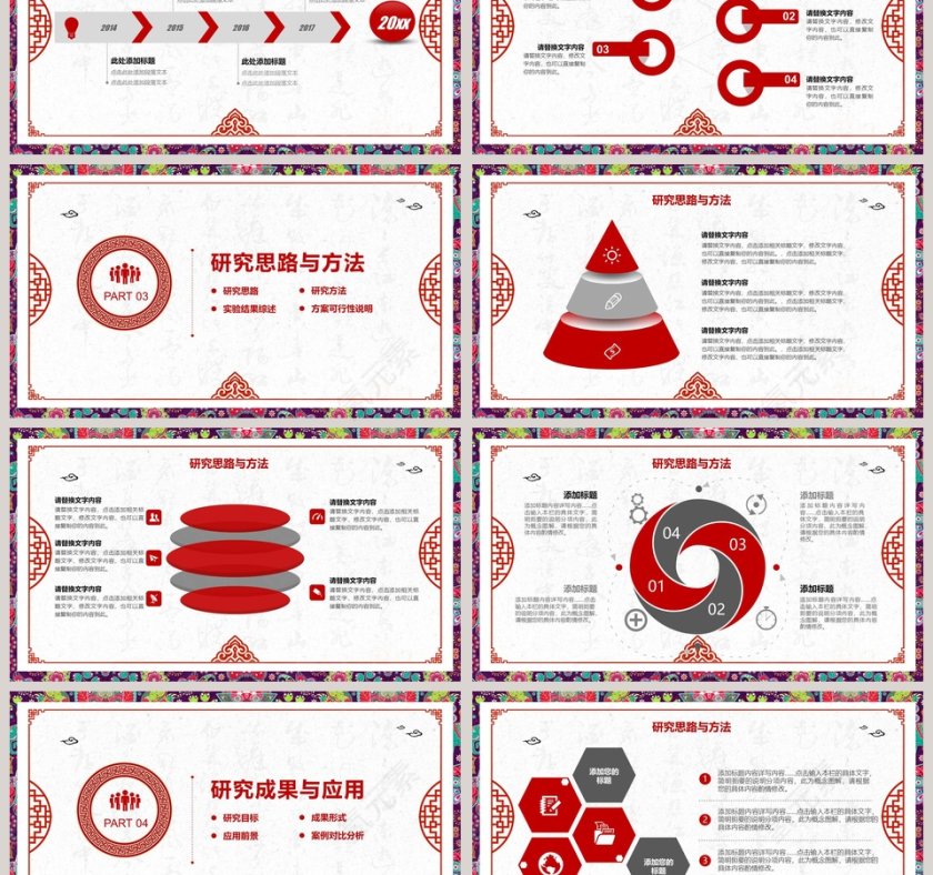 民族风毕业答辩通用模板PPT第3张
