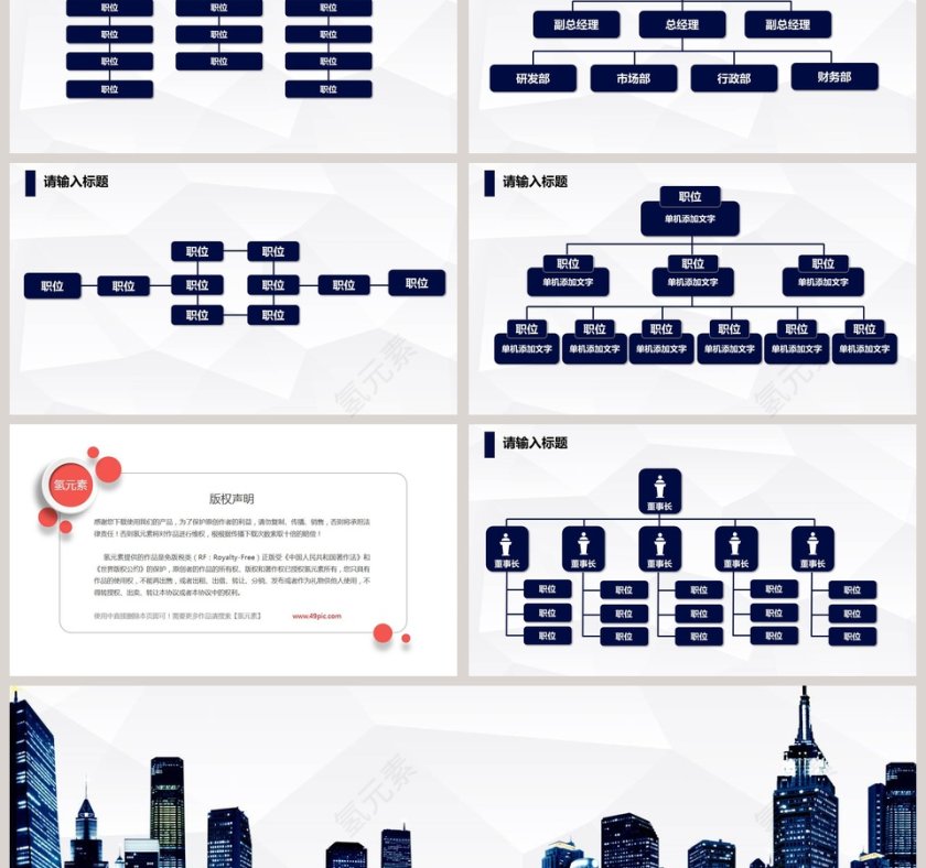 蓝色简约大气公司组织架构图ppt第3张