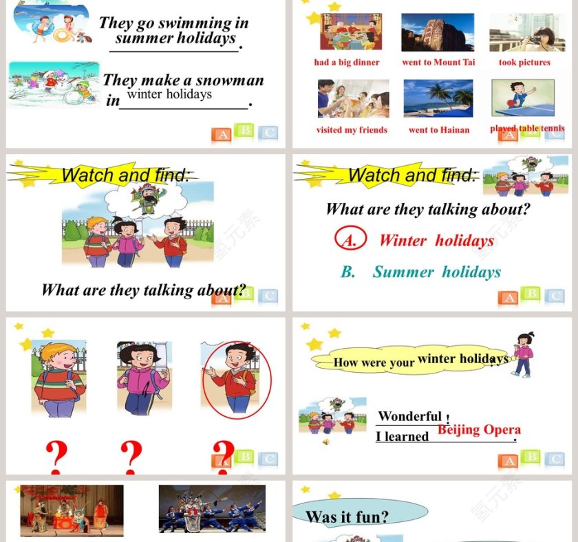 Unit 1 Winter Holidays-What did you do in the holidays教学ppt课件第2张