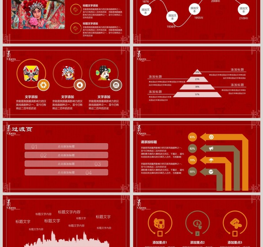 红色大气中国国粹京剧文化ppt第3张