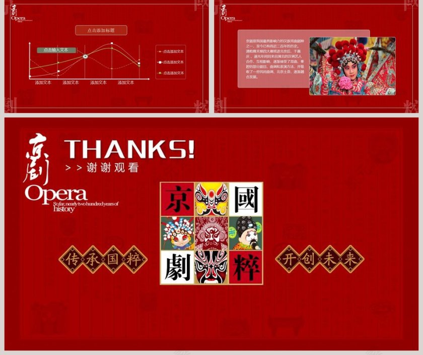 红色大气中国国粹京剧文化ppt第5张