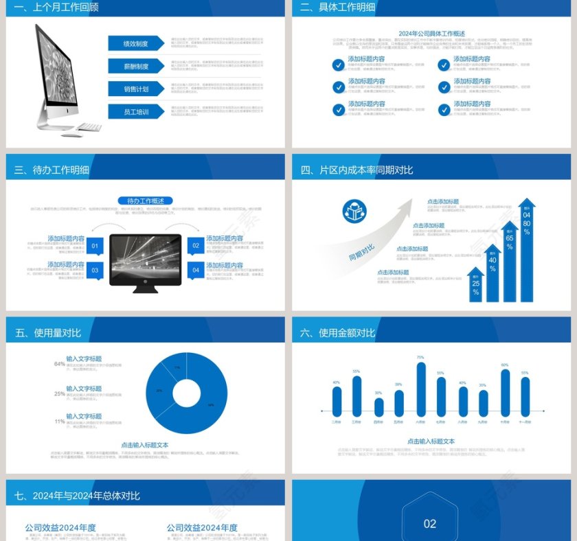 蓝色简约采购月报PPT第2张