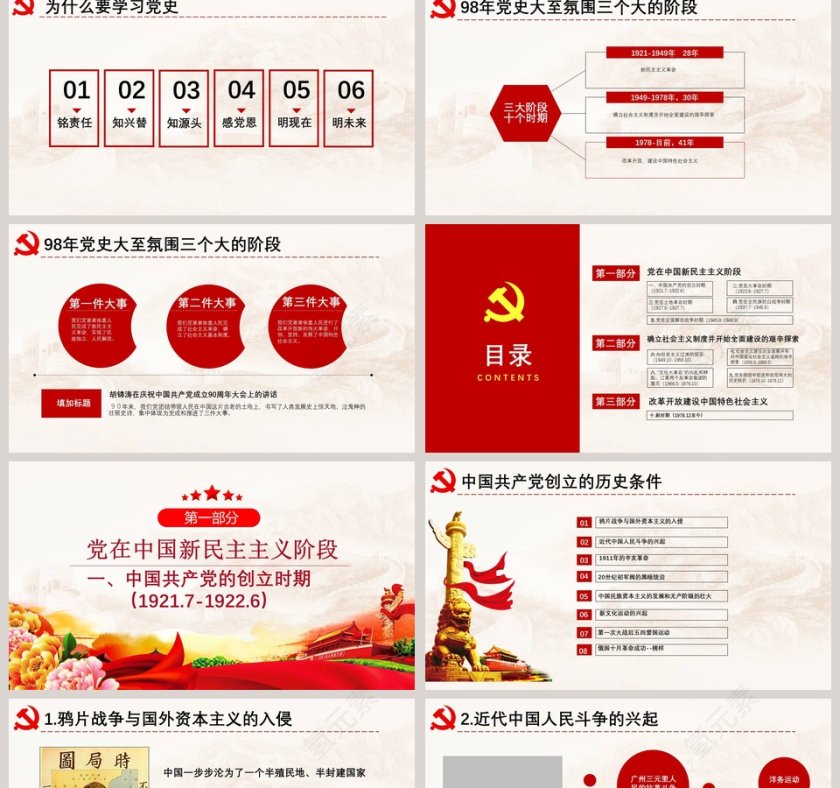 光辉的历程伟大的成就辉煌98载党史PPT模板第2张