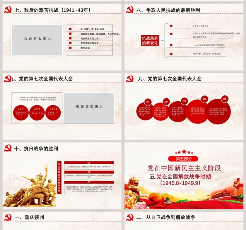 光辉的历程伟大的成就辉煌98载党史PPT模板第11张