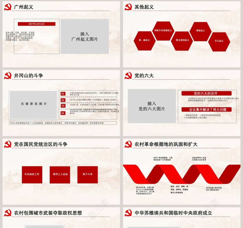 光辉的历程伟大的成就辉煌98载党史PPT模板第8张