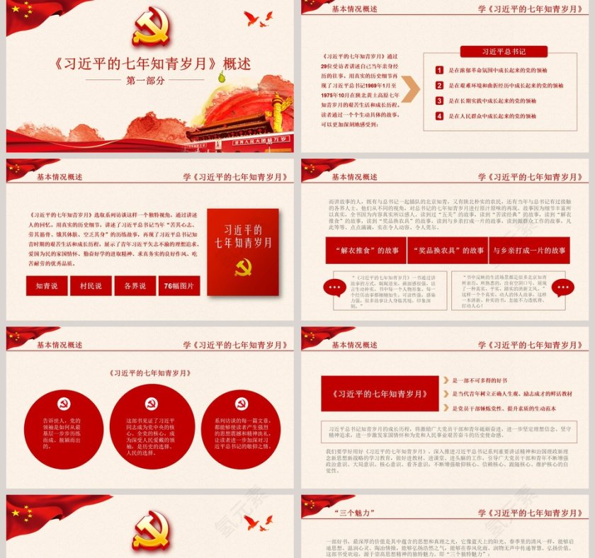 红色党课党政习近平七月知青岁月知识党员学习解读ppt模板第2张