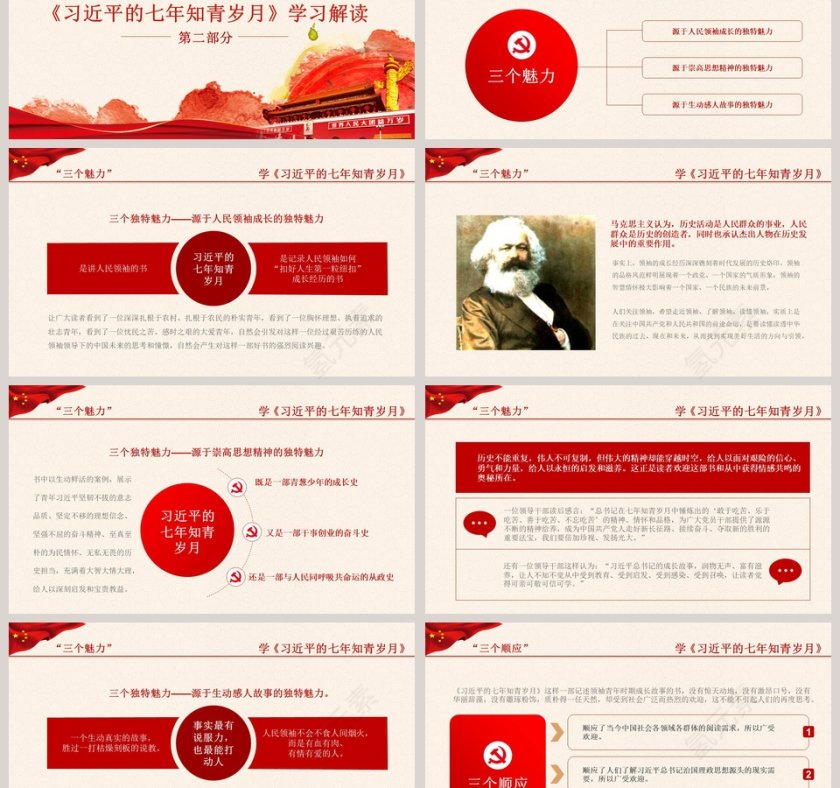 红色党课党政习近平七月知青岁月知识党员学习解读ppt模板第3张
