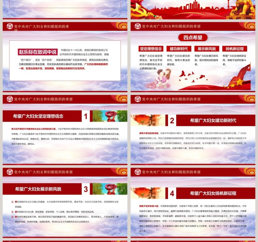 红色简约大气妇女十二大会议PPT第4张