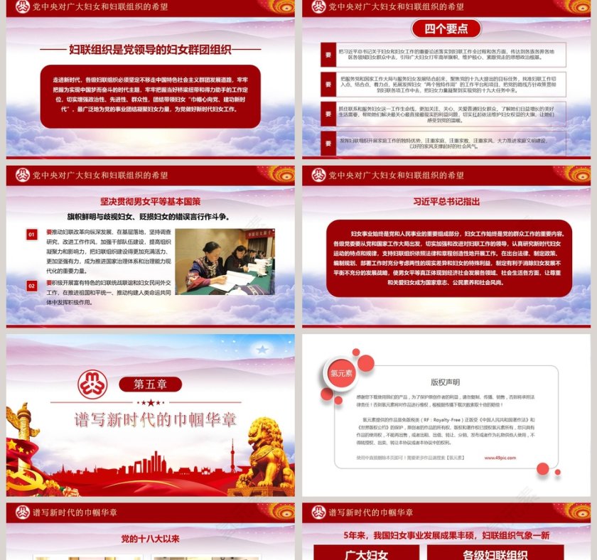 红色简约大气妇女十二大会议PPT第5张