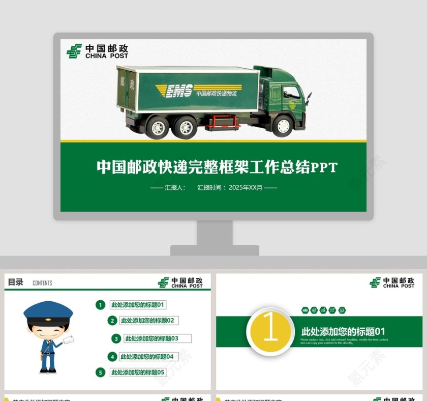 中国邮政快递完整框架工作总结PPT第1张