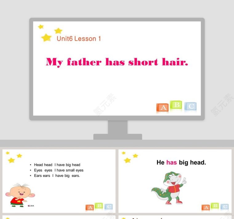 Unit6 Lesson 1-My father has short hair教学ppt课件第1张