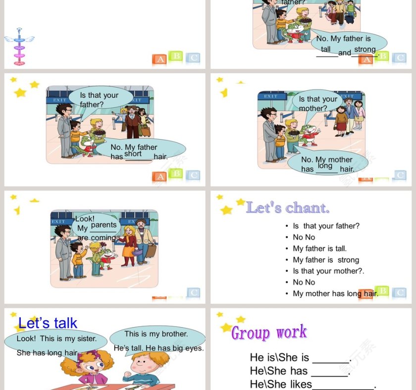 Unit6 Lesson 1-My father has short hair教学ppt课件第3张