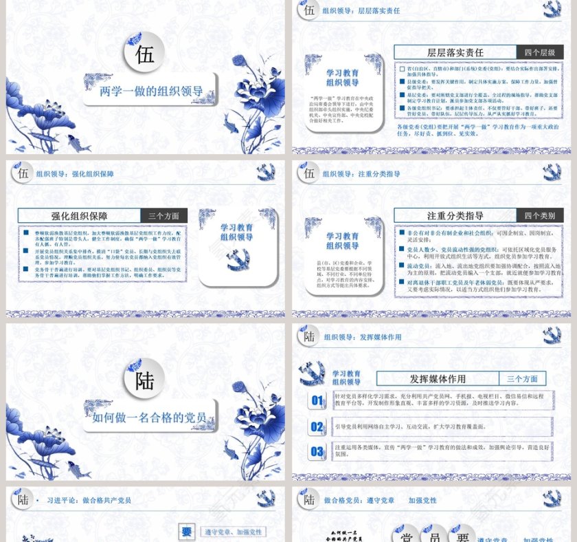 蓝色简约大气两学一做PPT第5张