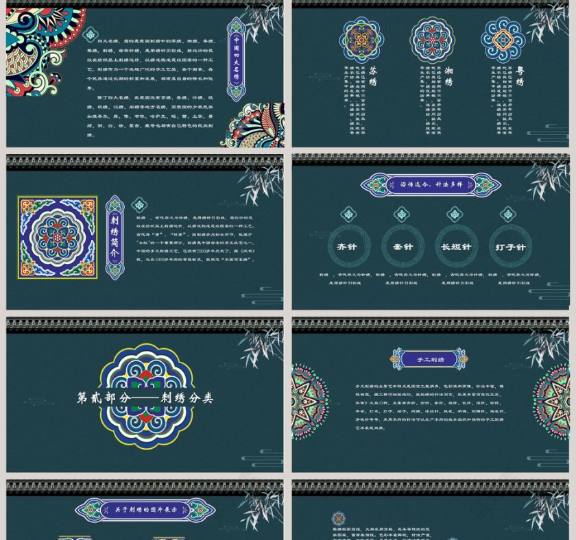 中国风传承刺绣文化总结ppt模板第2张