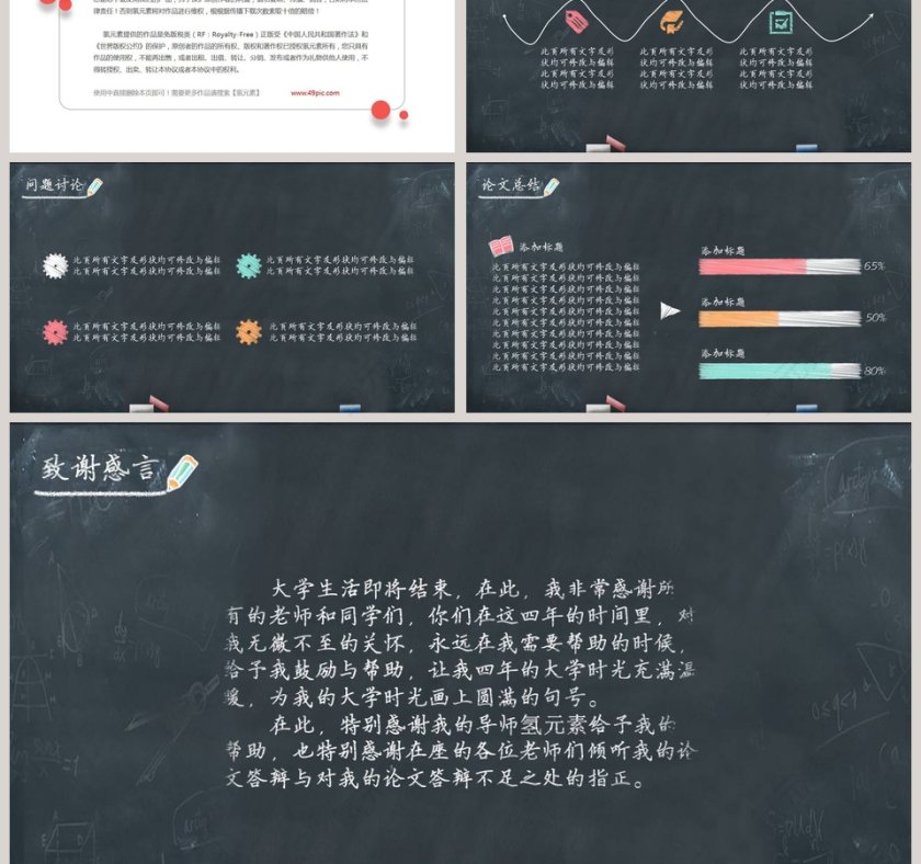 黑板风毕业论文答辩PPT模板第3张