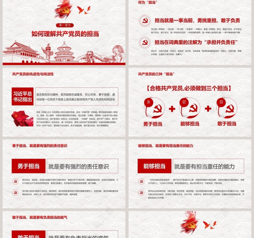 心怀责任勇于担当做合格党员PPT模板第2张