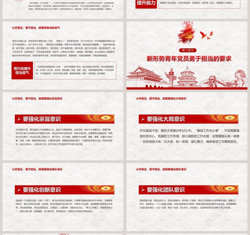 心怀责任勇于担当做合格党员PPT模板第4张