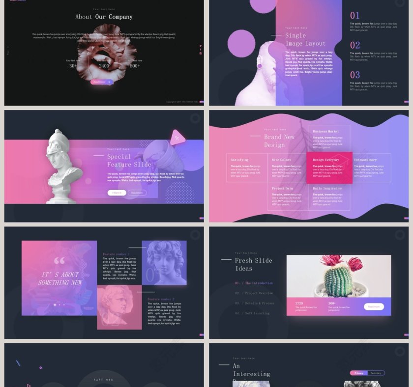 蒸汽波风格ppt模板第2张