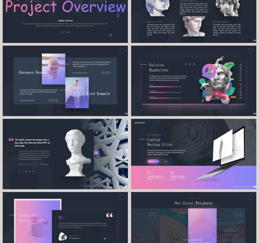 蒸汽波风格ppt模板第3张