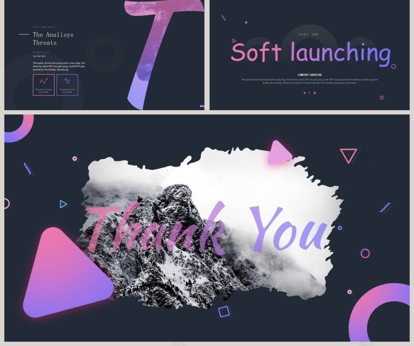 蒸汽波风格ppt模板第5张