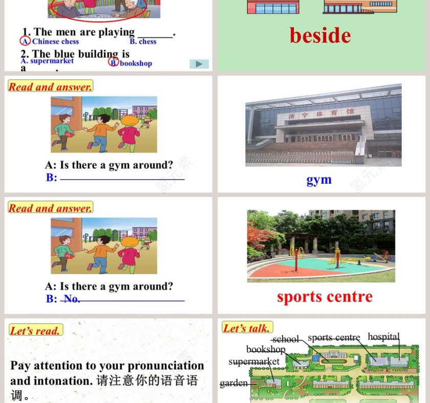 Unit 4 Neighbourhood-Is there a gym around PowerPoint模板第3张