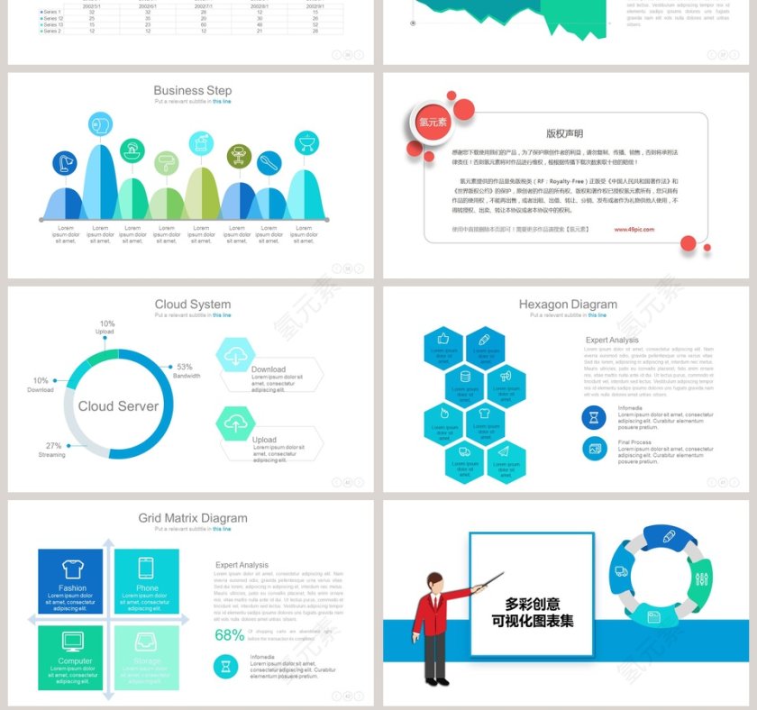 多彩创意可视化图表集PPT模板第7张