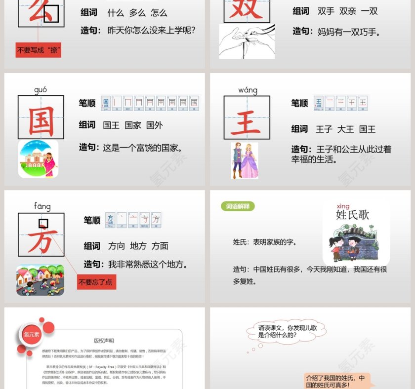 人教部编版一年级语文下册姓氏歌语文课件PPT第3张