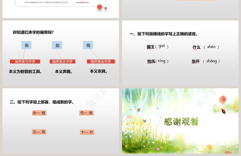 人教部编版一年级语文下册姓氏歌语文课件PPT第4张