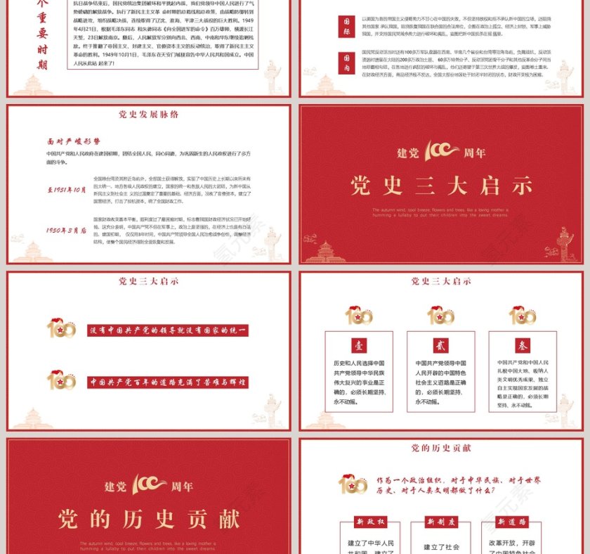 党政风建党日报告建党100周年PPT模板第3张