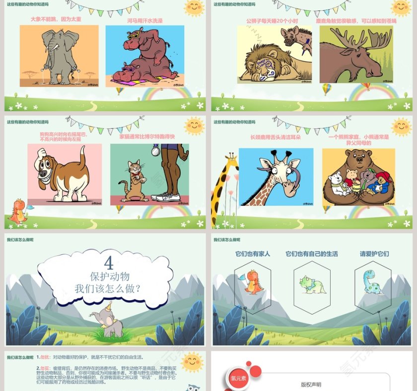 爱护动物从我做起世界动物日PPT模板第5张