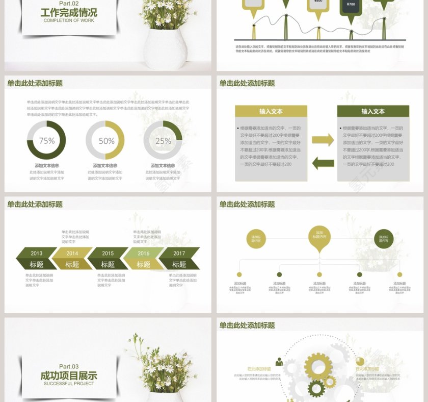 清新年度工作总结PPT模板第3张