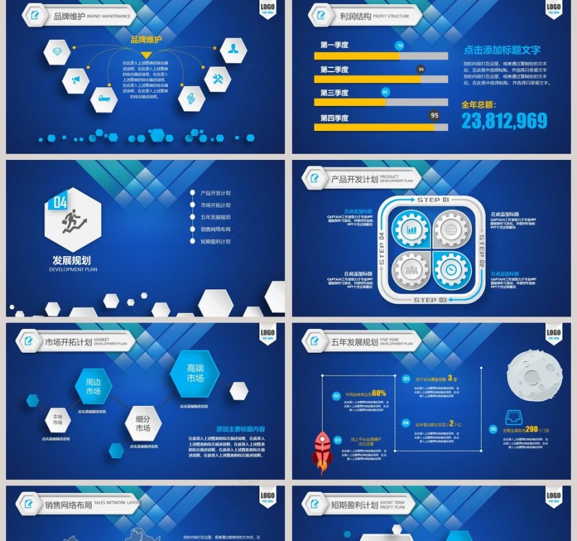简约蓝色商业策划计划书商业计划书路演PPT模板第5张