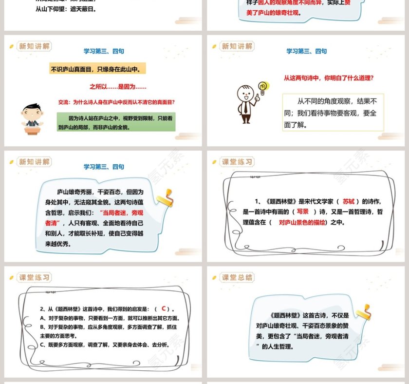 人教部编版四年级语文上册古诗三首题西林壁语文课件PPT第4张