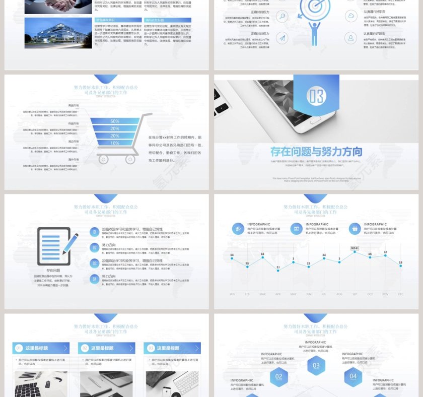 简约蓝色财务总结报告ppt模板第3张