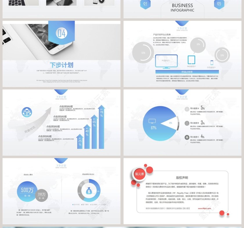 简约蓝色财务总结报告ppt模板第4张