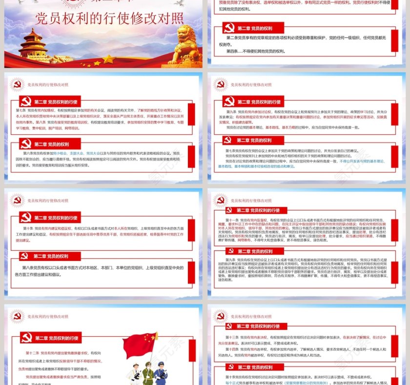 中国共产党党员权利保障条例修订前后对照表PPT模板第3张