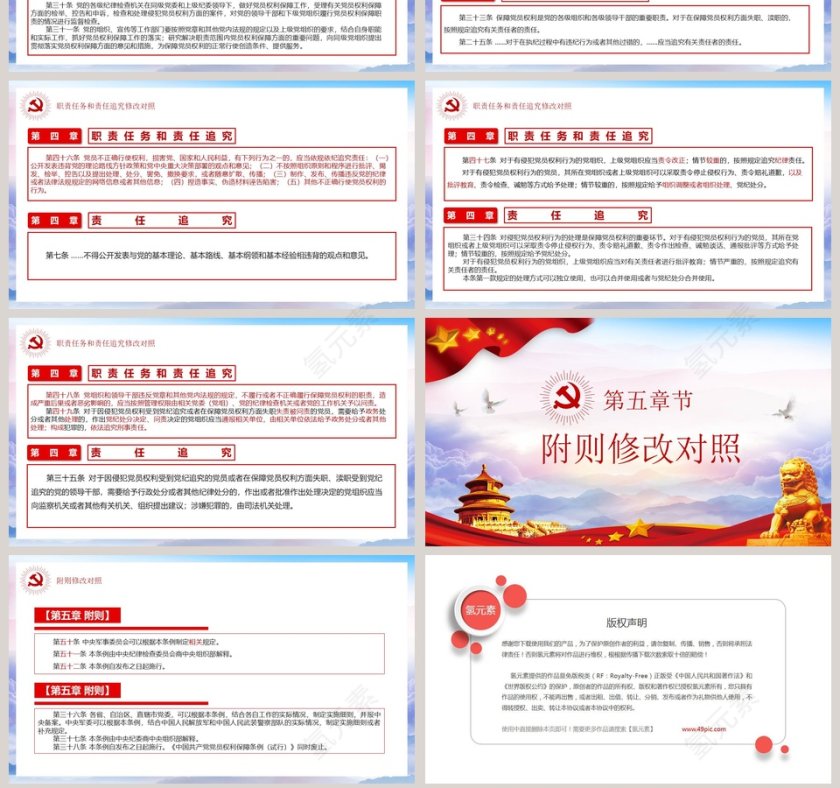中国共产党党员权利保障条例修订前后对照表PPT模板第7张