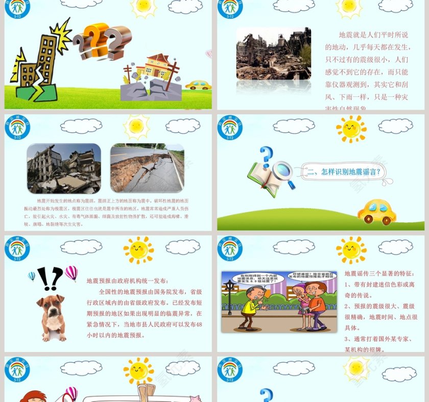 防震减灾应急知识宣传活动儿童抗震防灾PPT模板第2张