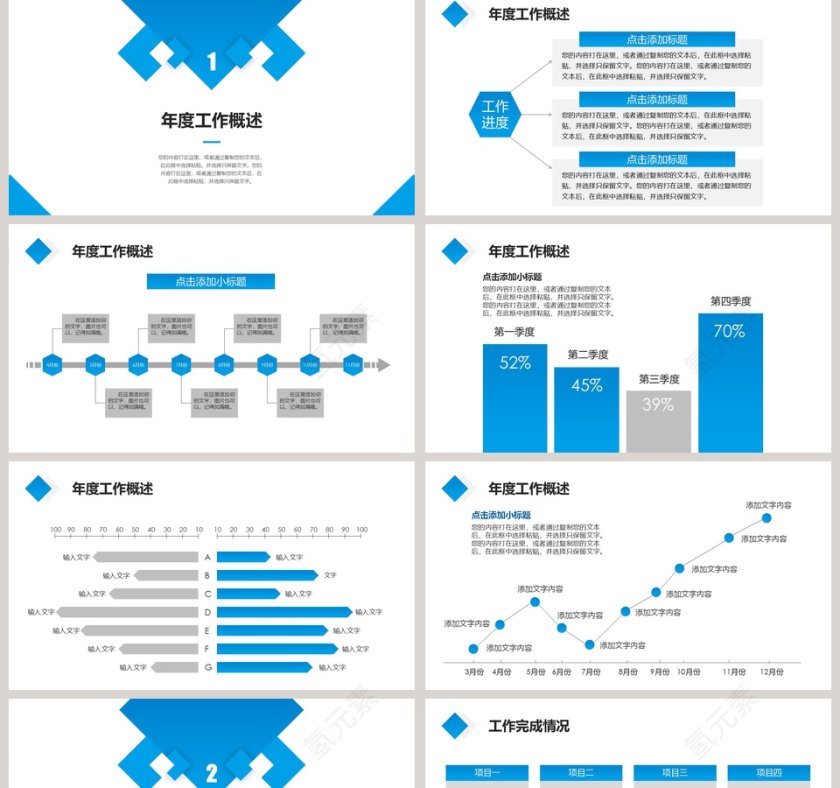 浅蓝色简约工作汇报总结PPT模板第2张