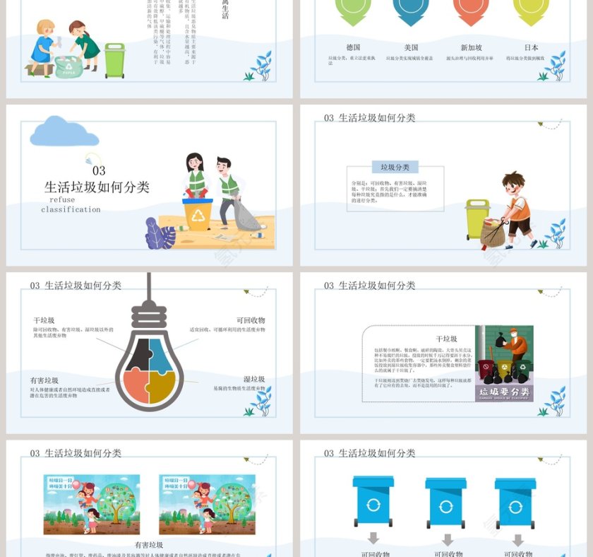 垃圾分类呵护家园幼儿园小学主题班会PPT模板第3张